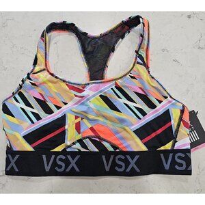 Victorias Secret VSX Sports Bra Multicolor Abstract THE PLAYER Racerback Lg NWT